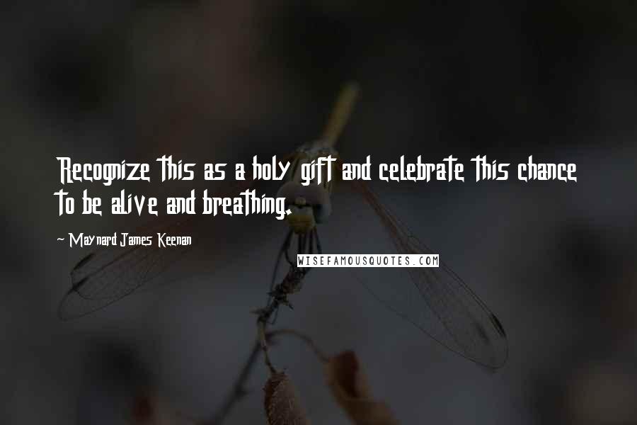 Maynard James Keenan Quotes: Recognize this as a holy gift and celebrate this chance to be alive and breathing.