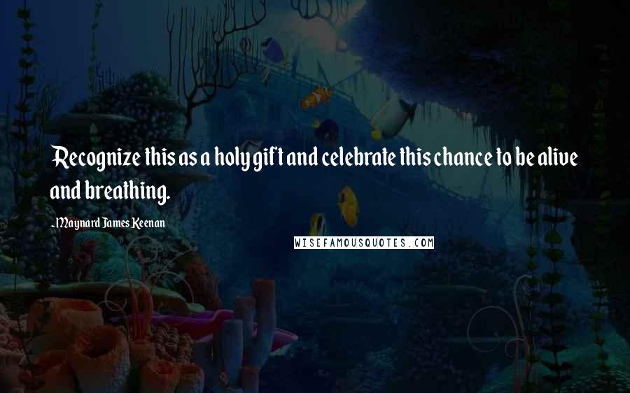 Maynard James Keenan Quotes: Recognize this as a holy gift and celebrate this chance to be alive and breathing.