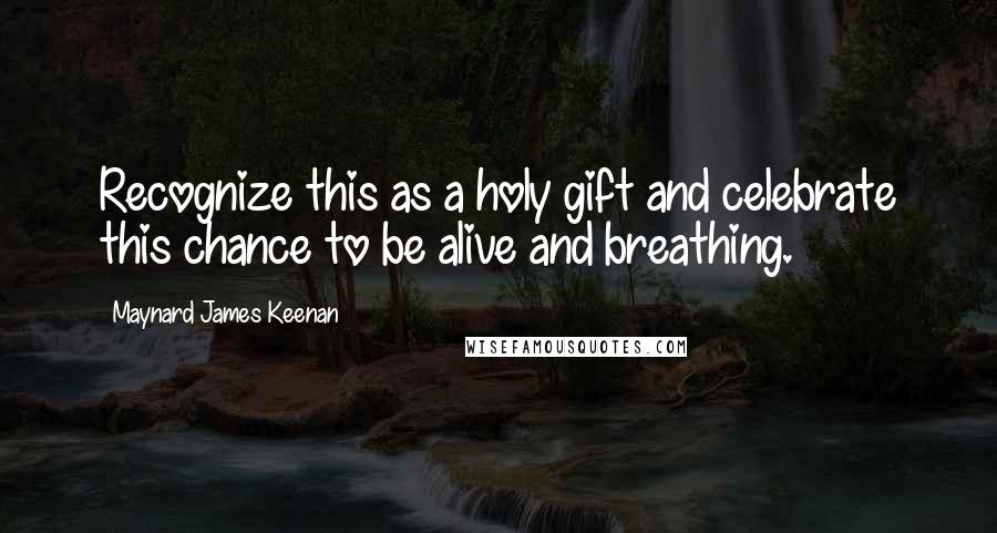 Maynard James Keenan Quotes: Recognize this as a holy gift and celebrate this chance to be alive and breathing.