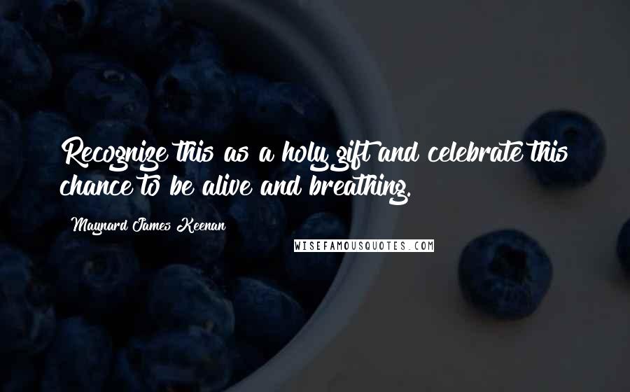 Maynard James Keenan Quotes: Recognize this as a holy gift and celebrate this chance to be alive and breathing.