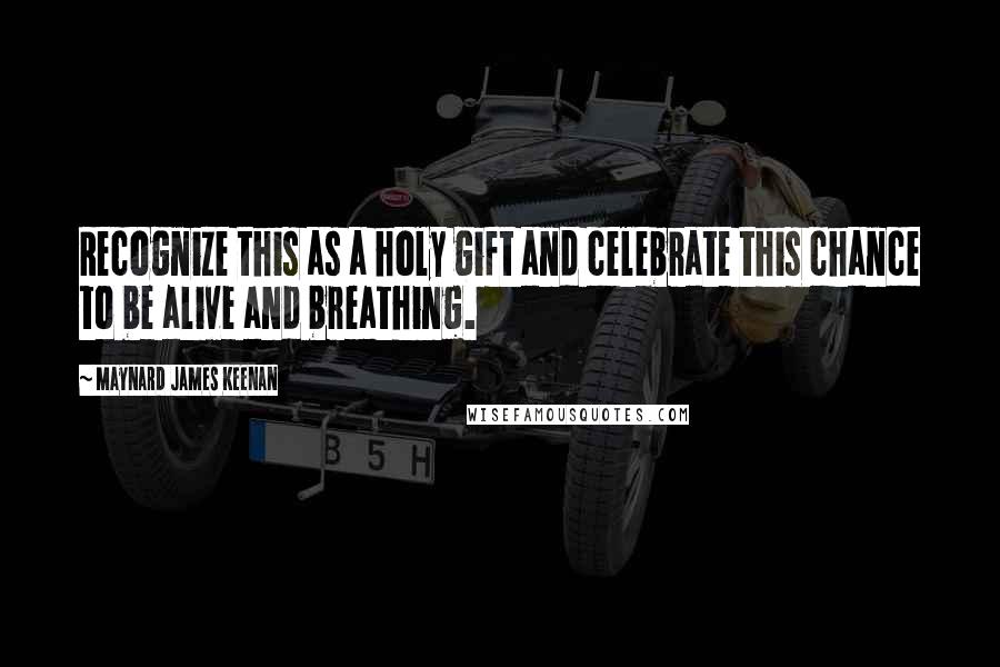 Maynard James Keenan Quotes: Recognize this as a holy gift and celebrate this chance to be alive and breathing.