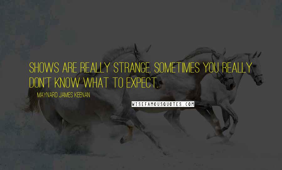 Maynard James Keenan Quotes: Shows are really strange. Sometimes you really don't know what to expect.