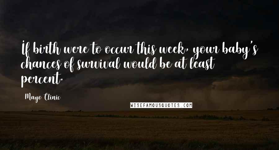 Mayo Clinic Quotes: If birth were to occur this week, your baby's chances of survival would be at least 85 percent.