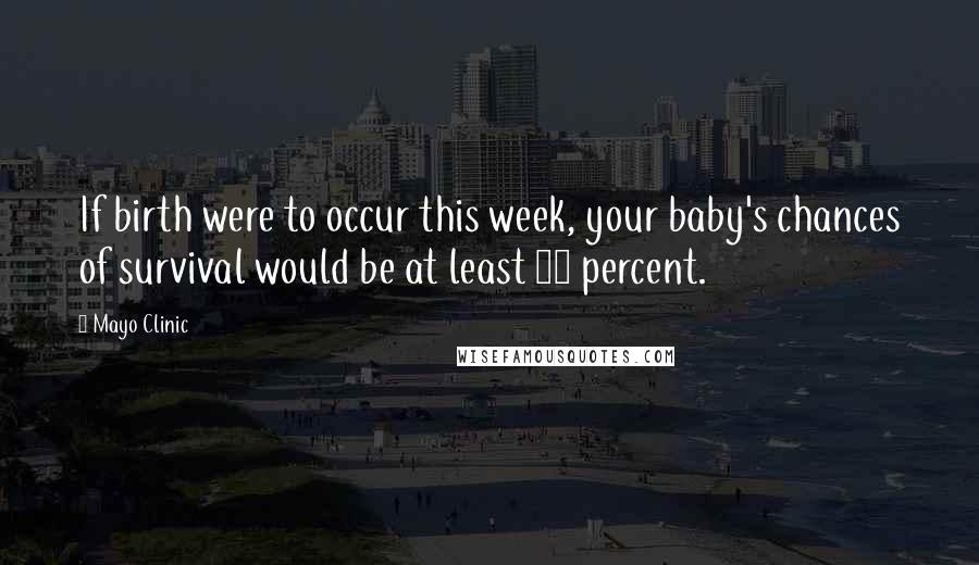 Mayo Clinic Quotes: If birth were to occur this week, your baby's chances of survival would be at least 85 percent.