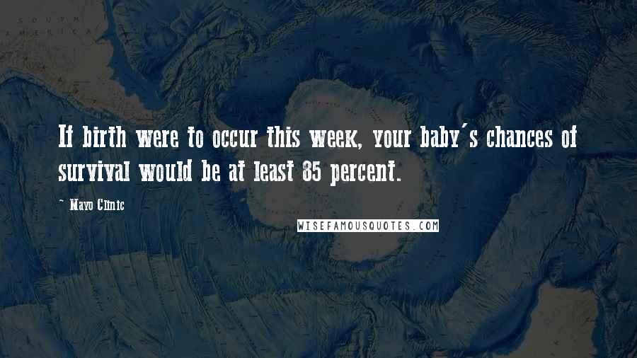 Mayo Clinic Quotes: If birth were to occur this week, your baby's chances of survival would be at least 85 percent.