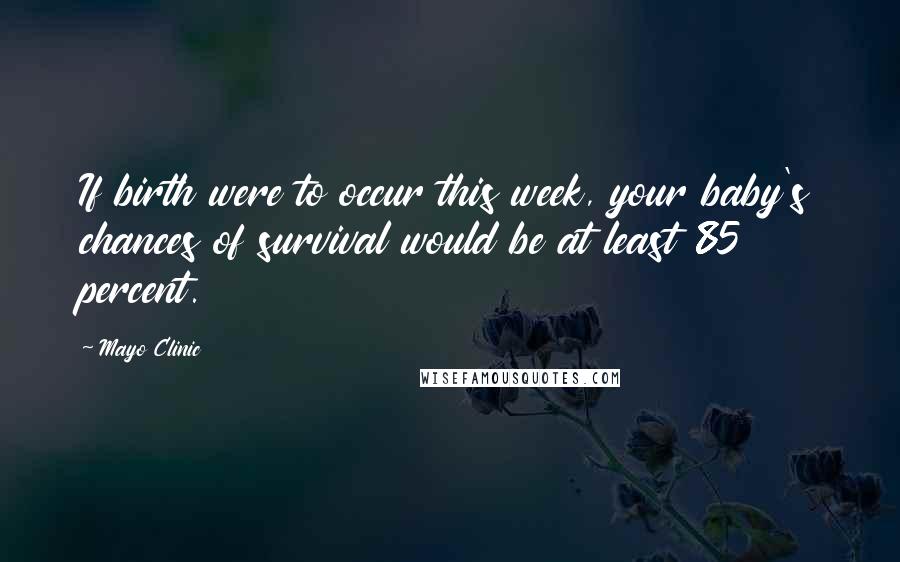 Mayo Clinic Quotes: If birth were to occur this week, your baby's chances of survival would be at least 85 percent.