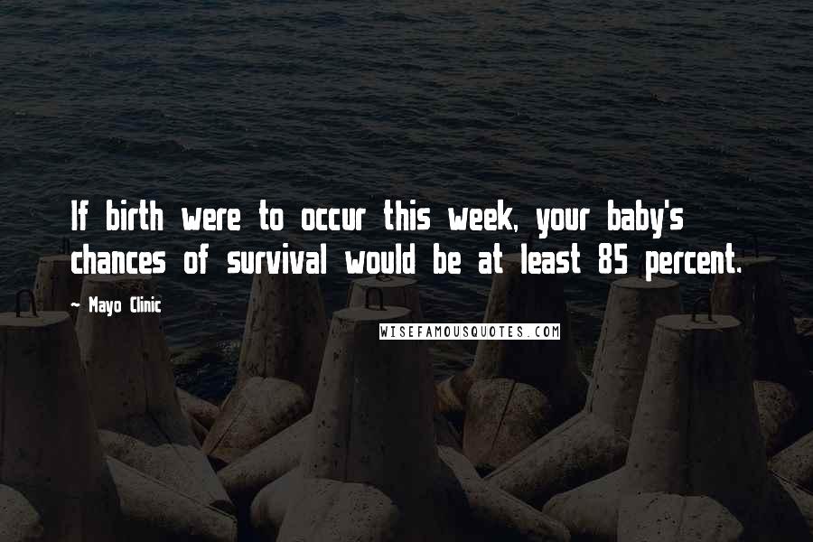 Mayo Clinic Quotes: If birth were to occur this week, your baby's chances of survival would be at least 85 percent.