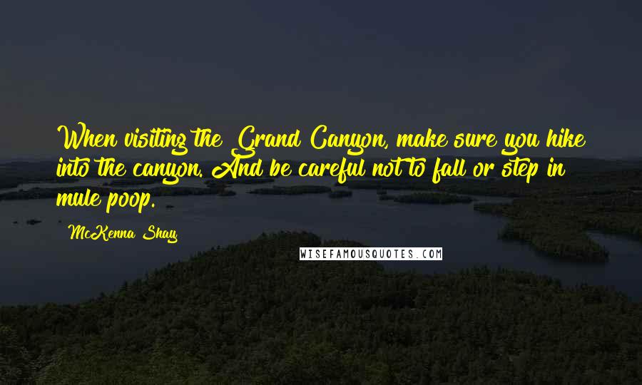 McKenna Shay Quotes: When visiting the Grand Canyon, make sure you hike into the canyon. And be careful not to fall or step in mule poop.