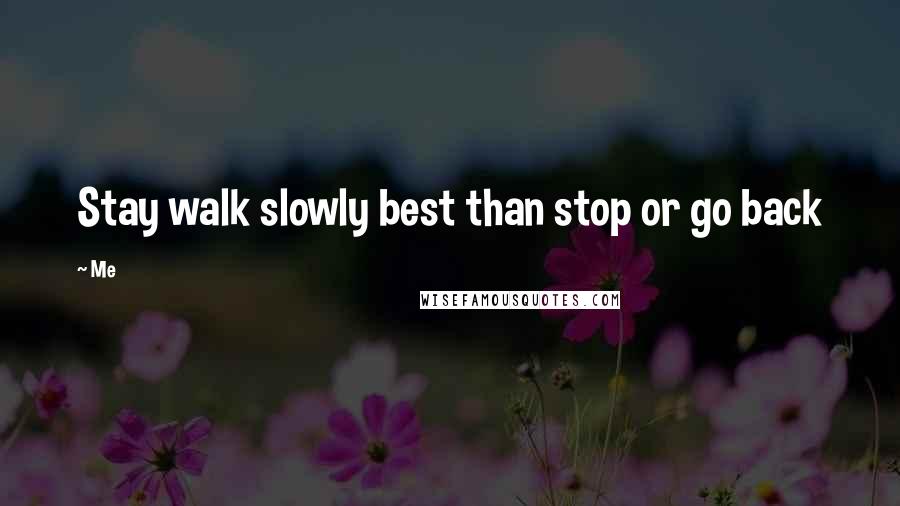 Me Quotes: Stay walk slowly best than stop or go back