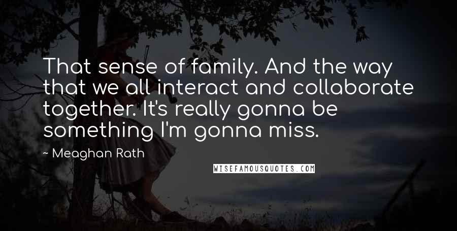 Meaghan Rath Quotes: That sense of family. And the way that we all interact and collaborate together. It's really gonna be something I'm gonna miss.