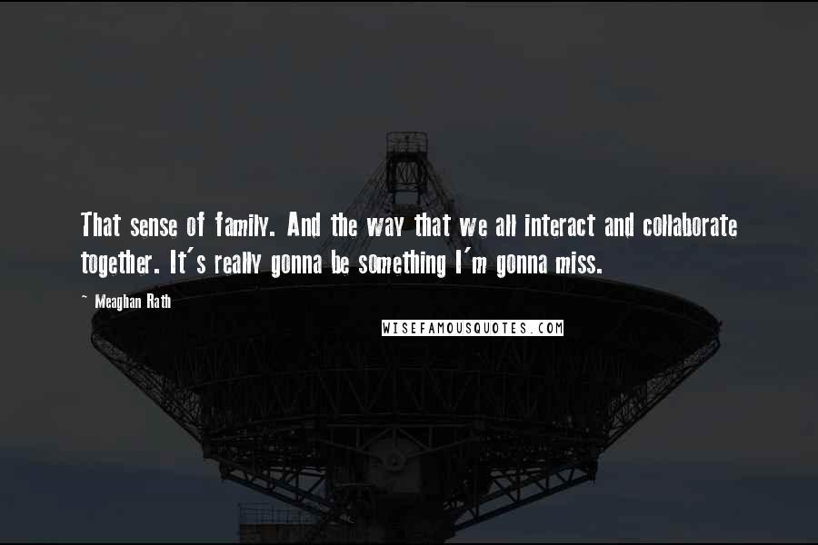 Meaghan Rath Quotes: That sense of family. And the way that we all interact and collaborate together. It's really gonna be something I'm gonna miss.