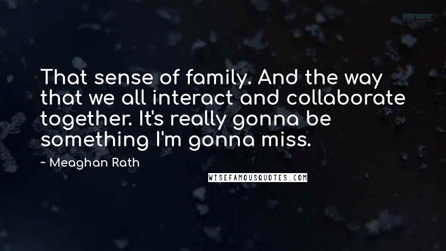 Meaghan Rath Quotes: That sense of family. And the way that we all interact and collaborate together. It's really gonna be something I'm gonna miss.