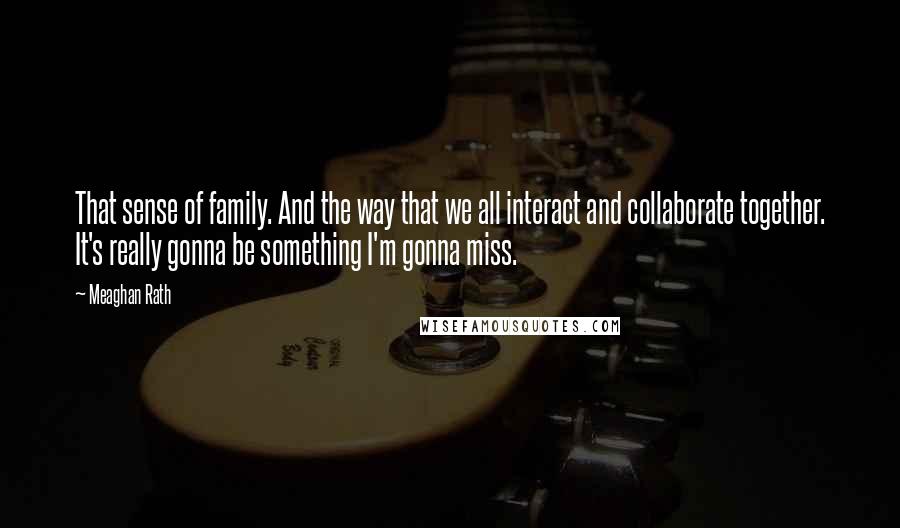 Meaghan Rath Quotes: That sense of family. And the way that we all interact and collaborate together. It's really gonna be something I'm gonna miss.