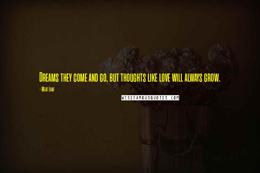 Meat Loaf Quotes: Dreams they come and go, but thoughts like love will always grow.