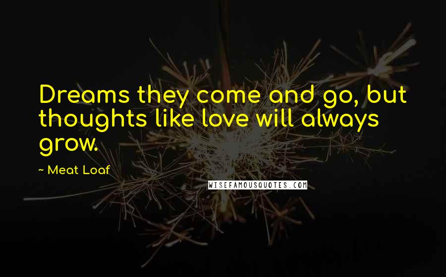 Meat Loaf Quotes: Dreams they come and go, but thoughts like love will always grow.