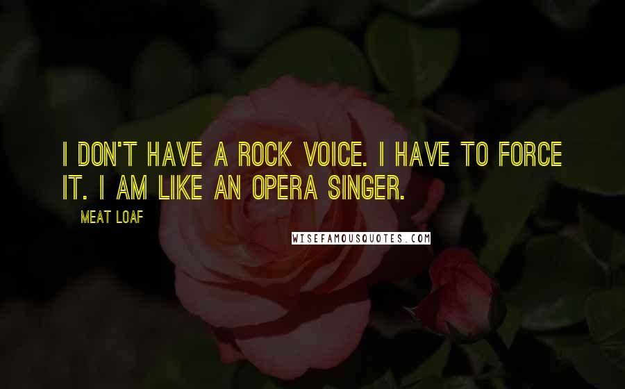 Meat Loaf Quotes: I don't have a rock voice. I have to force it. I am like an opera singer.