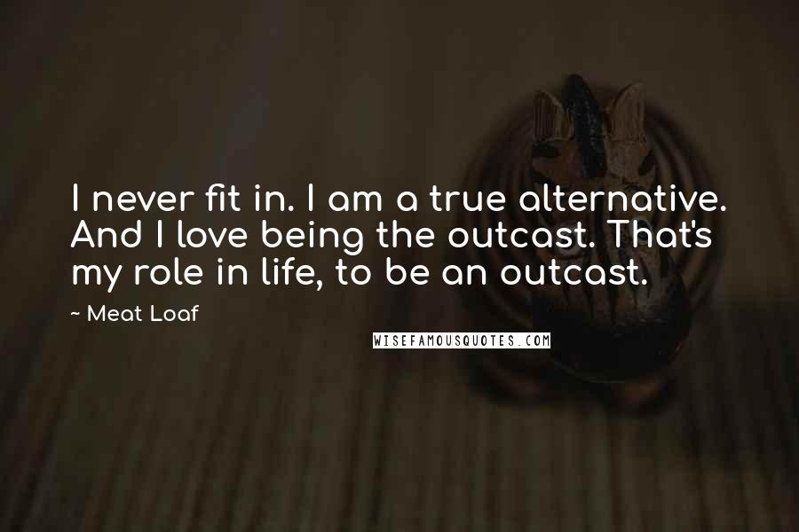 Meat Loaf Quotes: I never fit in. I am a true alternative. And I love being the outcast. That's my role in life, to be an outcast.