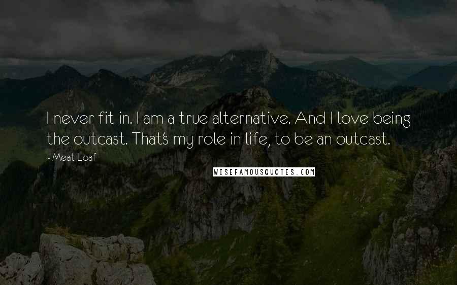 Meat Loaf Quotes: I never fit in. I am a true alternative. And I love being the outcast. That's my role in life, to be an outcast.