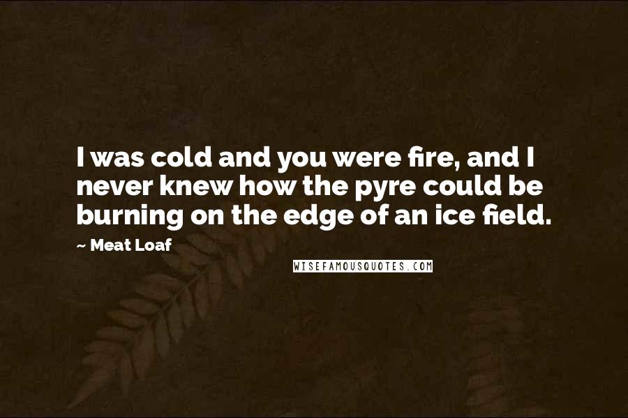 Meat Loaf Quotes: I was cold and you were fire, and I never knew how the pyre could be burning on the edge of an ice field.