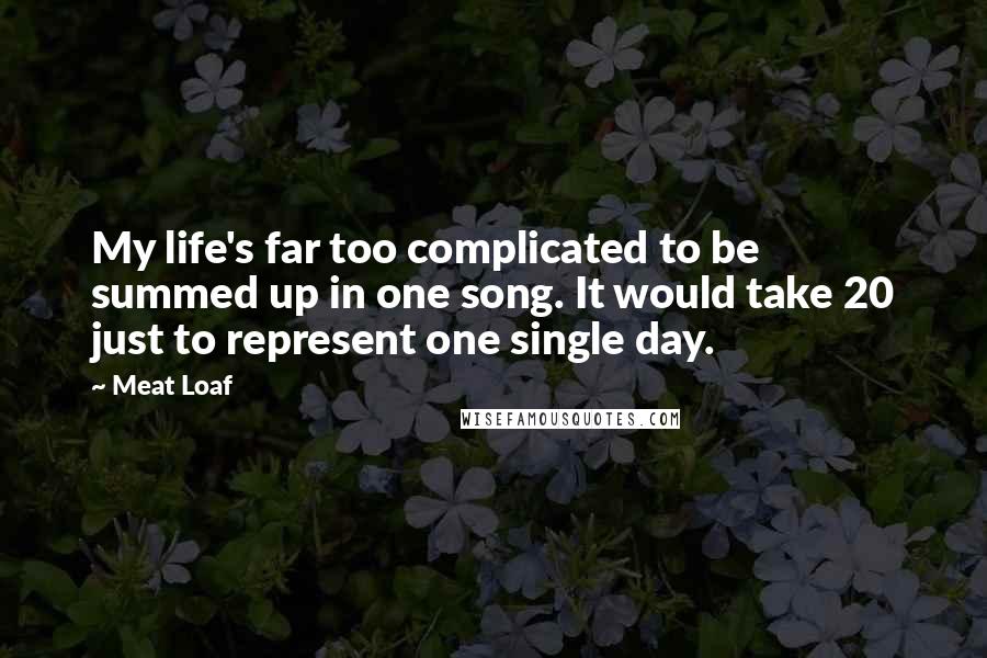 Meat Loaf Quotes: My life's far too complicated to be summed up in one song. It would take 20 just to represent one single day.