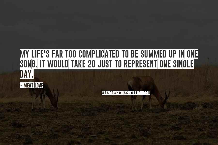 Meat Loaf Quotes: My life's far too complicated to be summed up in one song. It would take 20 just to represent one single day.