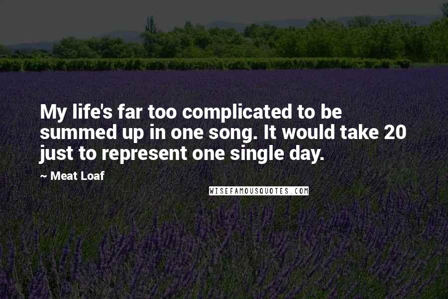 Meat Loaf Quotes: My life's far too complicated to be summed up in one song. It would take 20 just to represent one single day.