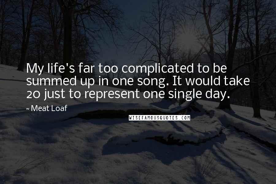 Meat Loaf Quotes: My life's far too complicated to be summed up in one song. It would take 20 just to represent one single day.