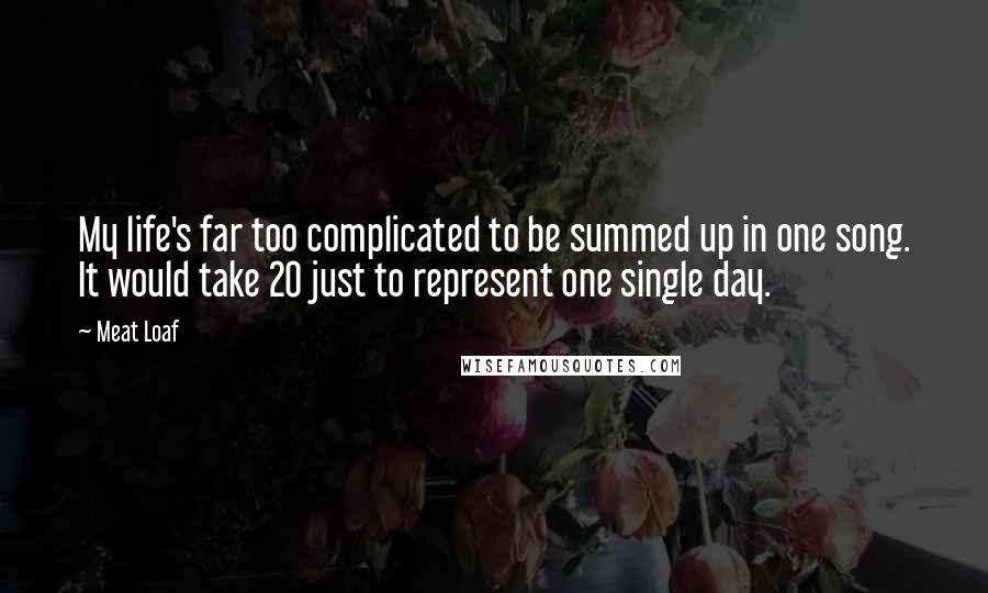 Meat Loaf Quotes: My life's far too complicated to be summed up in one song. It would take 20 just to represent one single day.