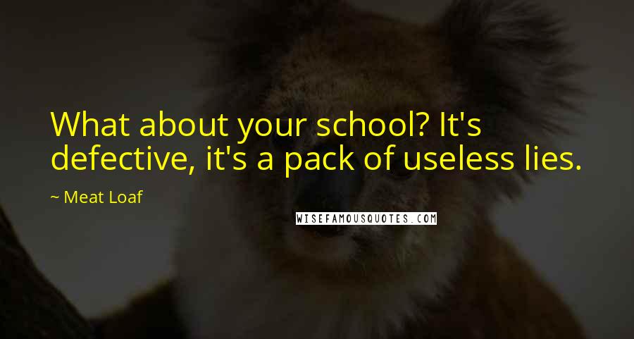 Meat Loaf Quotes: What about your school? It's defective, it's a pack of useless lies.