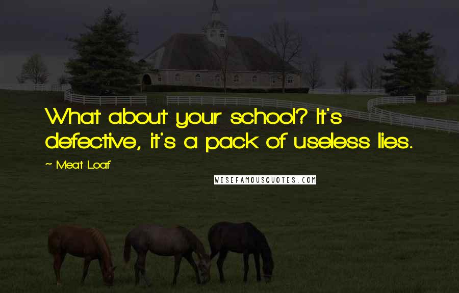 Meat Loaf Quotes: What about your school? It's defective, it's a pack of useless lies.