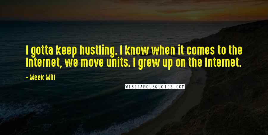 Meek Mill Quotes: I gotta keep hustling. I know when it comes to the Internet, we move units. I grew up on the Internet.