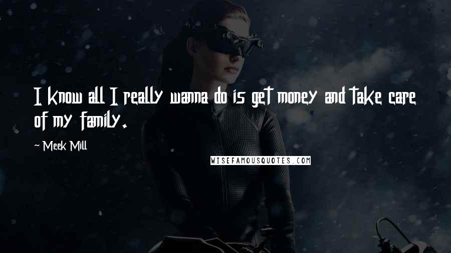 Meek Mill Quotes: I know all I really wanna do is get money and take care of my family.