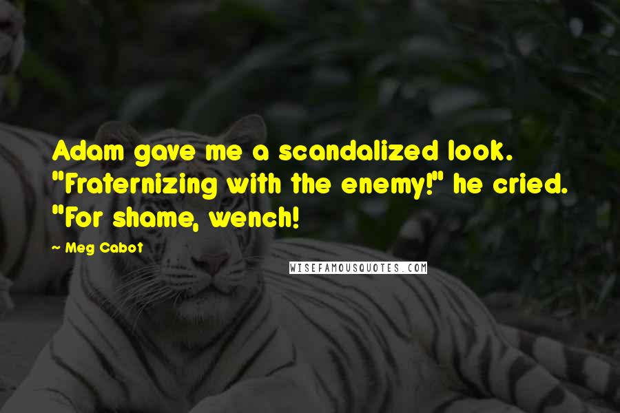 Meg Cabot Quotes: Adam gave me a scandalized look. "Fraternizing with the enemy!" he cried. "For shame, wench!