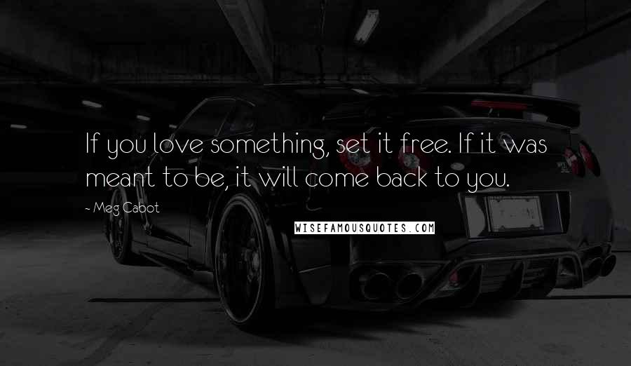 Meg Cabot Quotes: If you love something, set it free. If it was meant to be, it will come back to you.