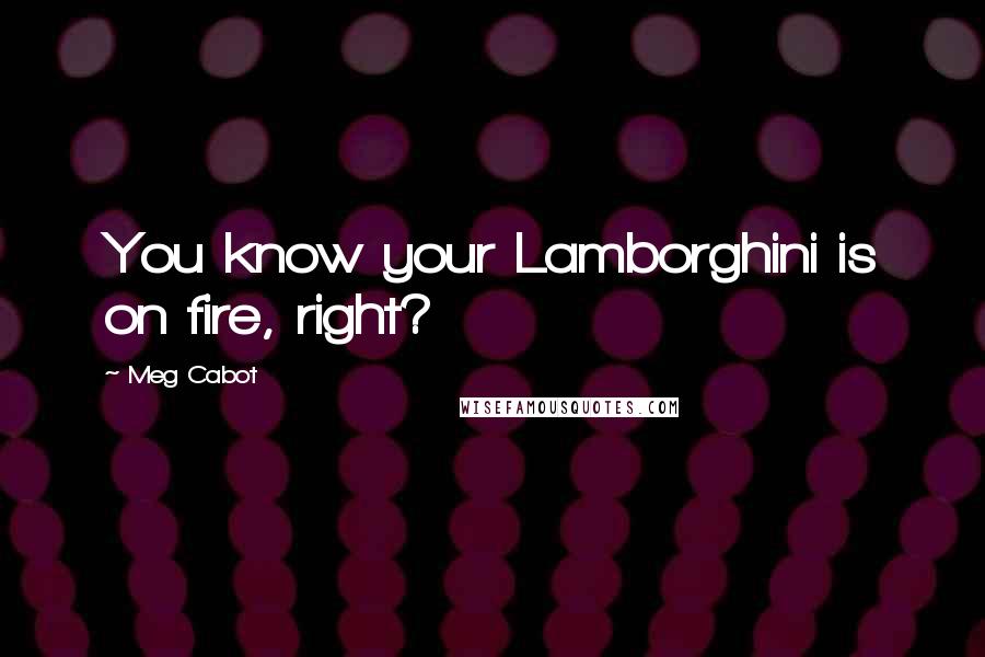 Meg Cabot Quotes: You know your Lamborghini is on fire, right?