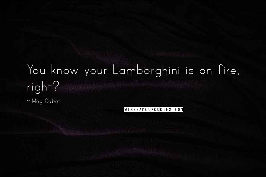 Meg Cabot Quotes: You know your Lamborghini is on fire, right?