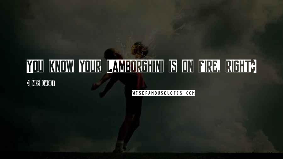 Meg Cabot Quotes: You know your Lamborghini is on fire, right?