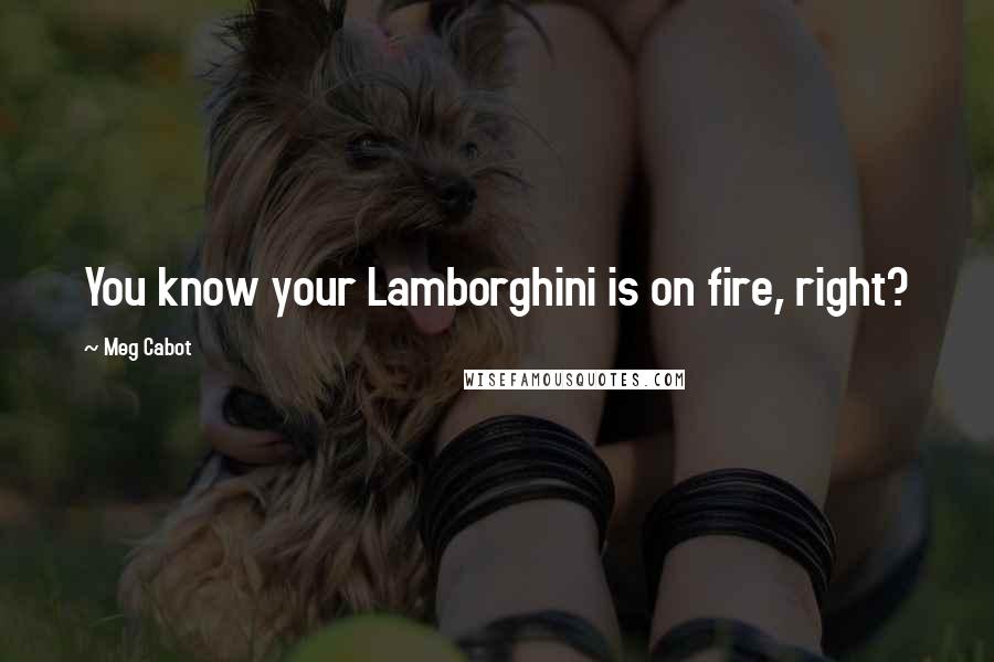 Meg Cabot Quotes: You know your Lamborghini is on fire, right?