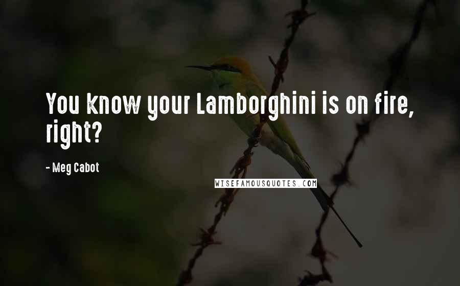 Meg Cabot Quotes: You know your Lamborghini is on fire, right?
