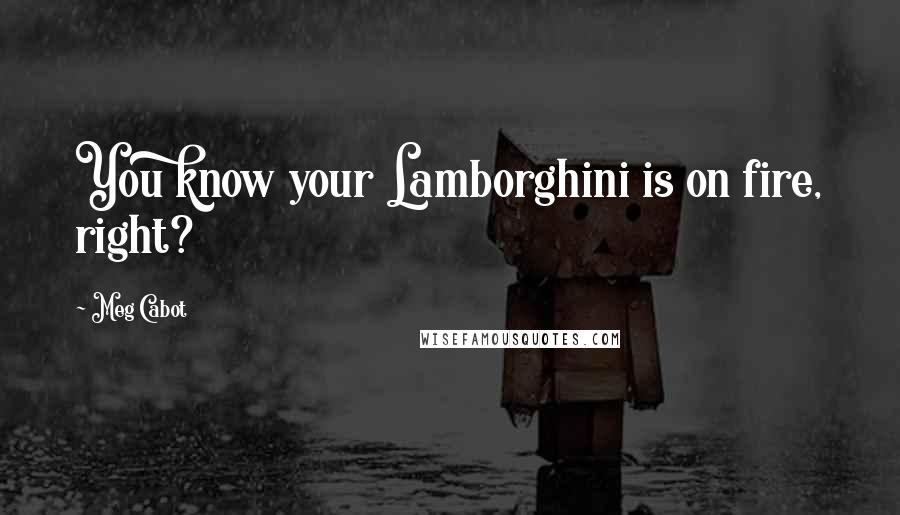 Meg Cabot Quotes: You know your Lamborghini is on fire, right?