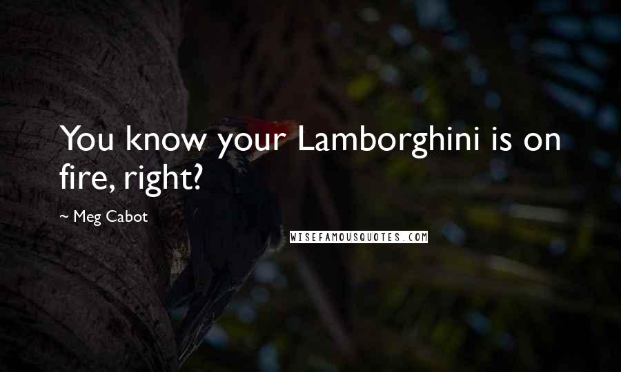 Meg Cabot Quotes: You know your Lamborghini is on fire, right?