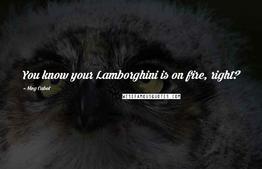 Meg Cabot Quotes: You know your Lamborghini is on fire, right?