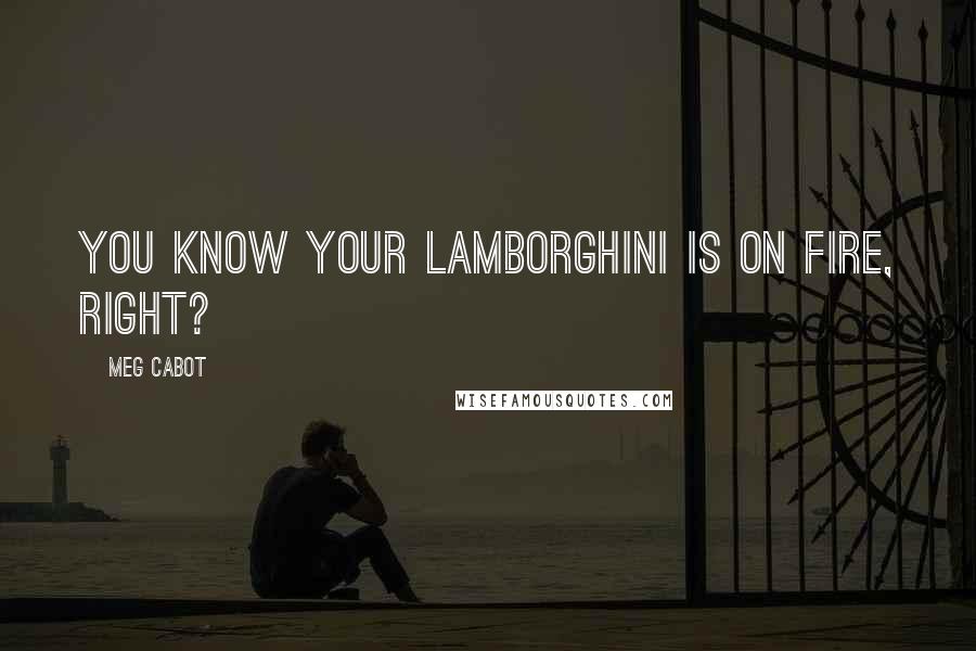 Meg Cabot Quotes: You know your Lamborghini is on fire, right?