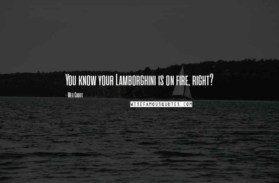 Meg Cabot Quotes: You know your Lamborghini is on fire, right?