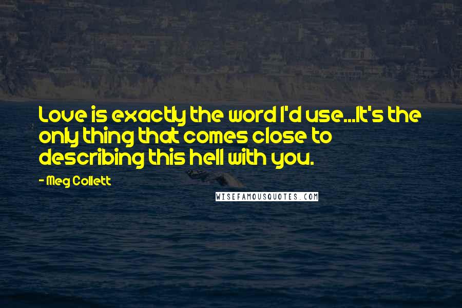 Meg Collett Quotes: Love is exactly the word I'd use...It's the only thing that comes close to describing this hell with you.