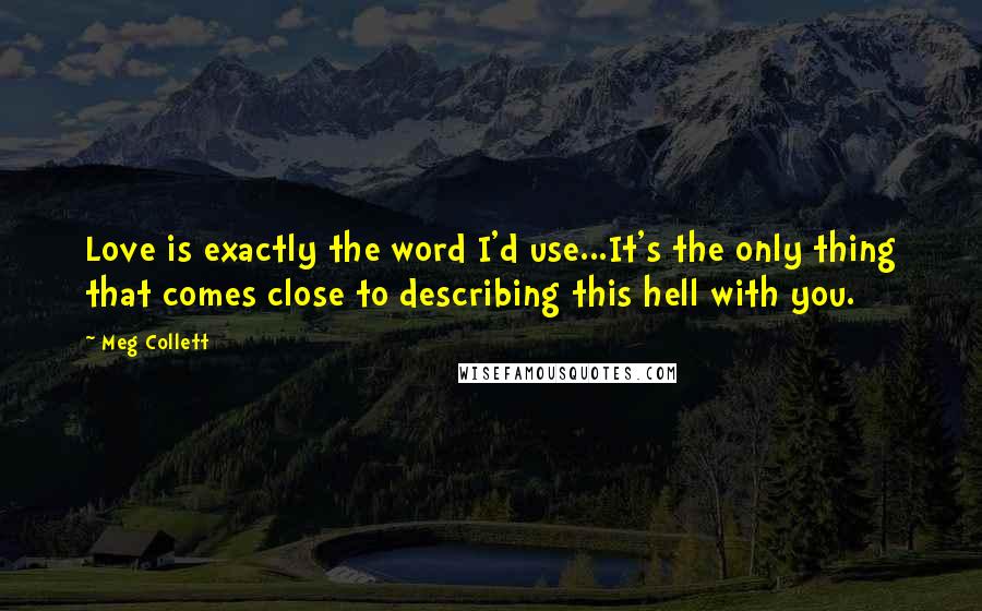 Meg Collett Quotes: Love is exactly the word I'd use...It's the only thing that comes close to describing this hell with you.