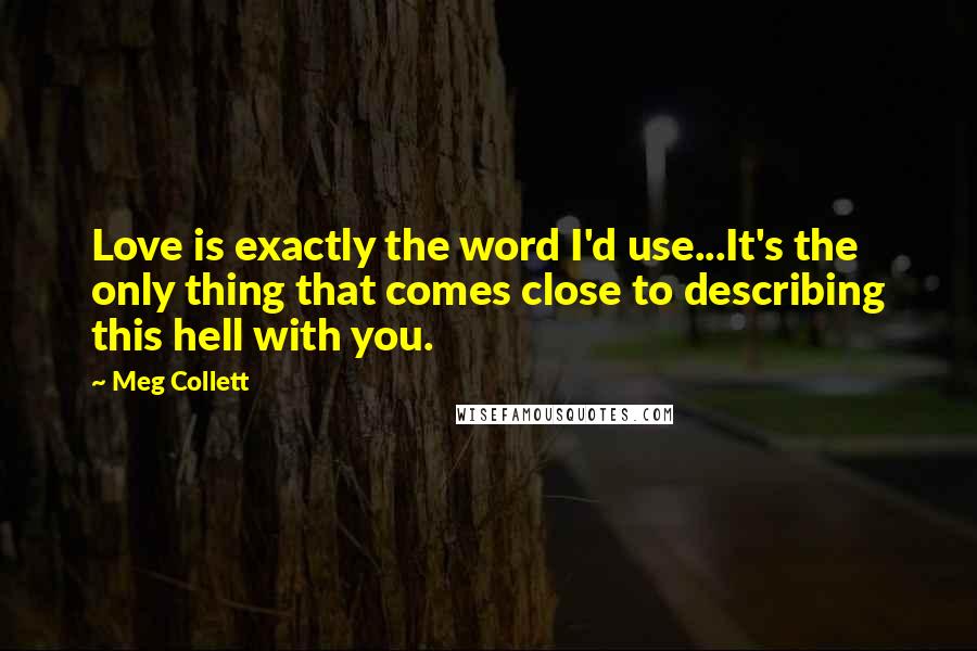 Meg Collett Quotes: Love is exactly the word I'd use...It's the only thing that comes close to describing this hell with you.