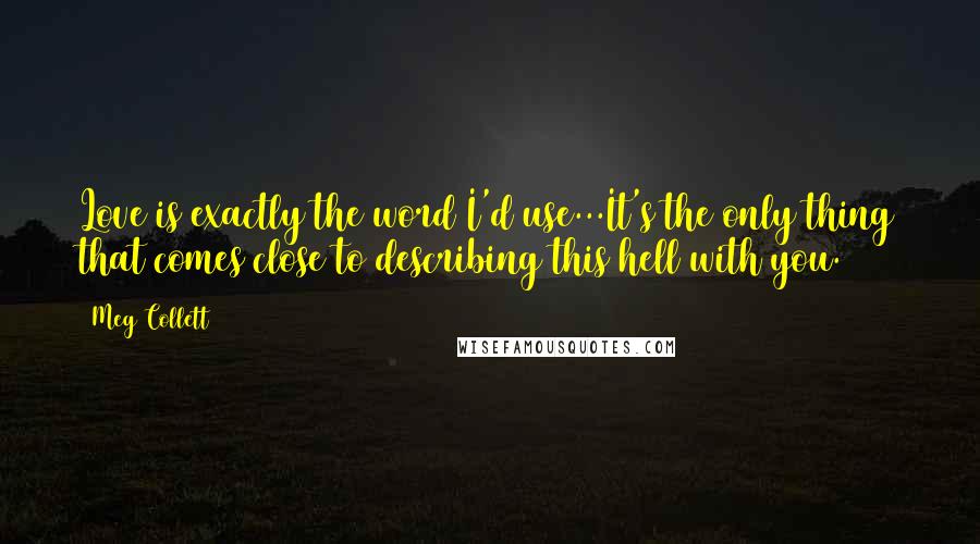 Meg Collett Quotes: Love is exactly the word I'd use...It's the only thing that comes close to describing this hell with you.