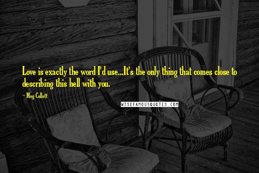 Meg Collett Quotes: Love is exactly the word I'd use...It's the only thing that comes close to describing this hell with you.