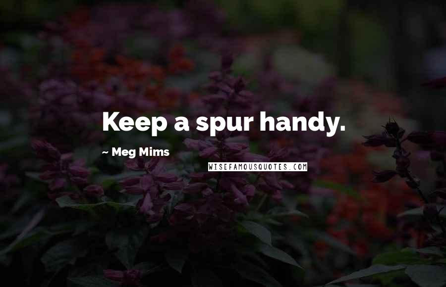 Meg Mims Quotes: Keep a spur handy.